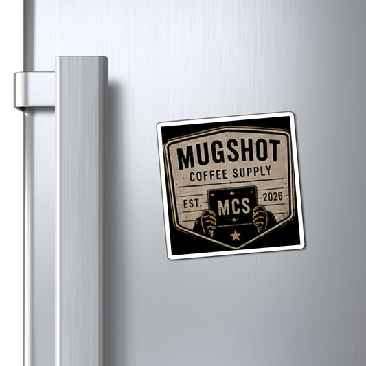 Mugshot Coffee Supply Logo Fridge Magnet | Vintage Coffee Lover Magnet | Rustic Kitchen Decor | MCS Collectible