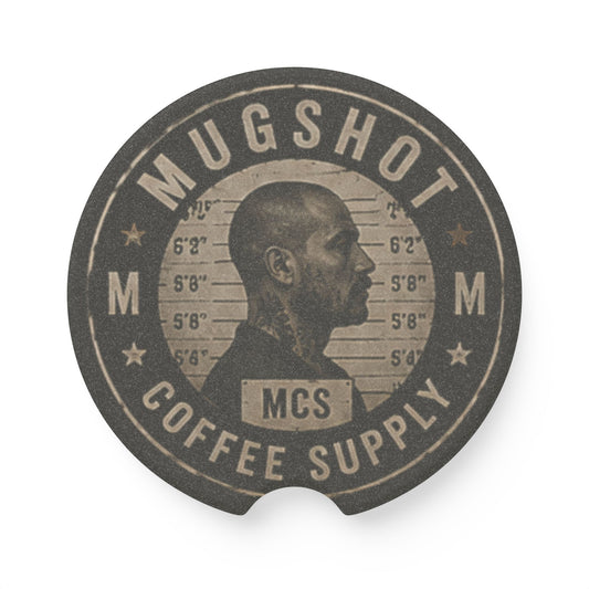 Mugshot Coffee Supply Vintage Car Coaster | Absorbent Stone Car Cup Holder Coaster | Coffee Lover Auto Accessory (Set of 2)