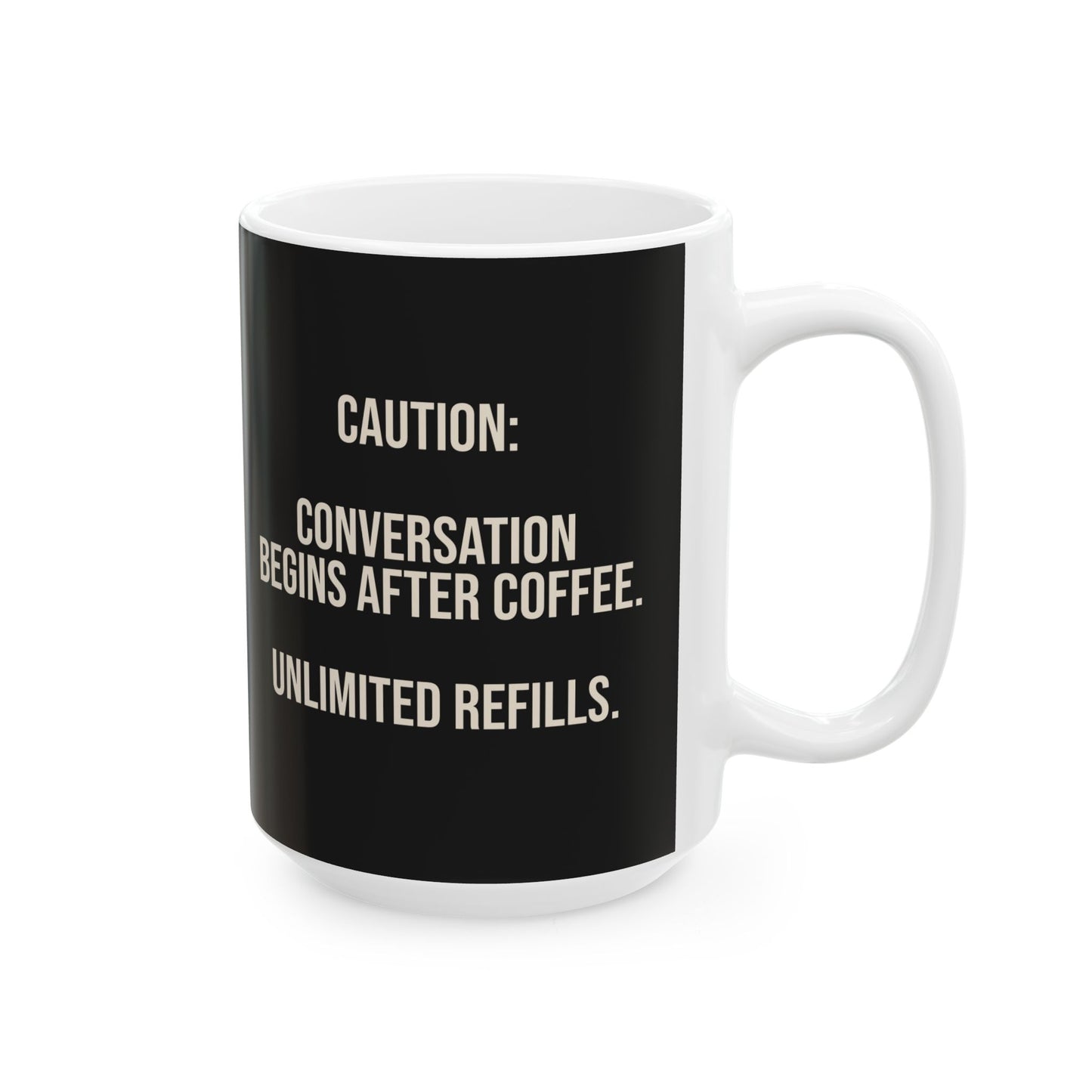 Mugshot Coffee Supply Ceramic Coffee Mug | Black 11 oz & 15 oz Coffee Cup