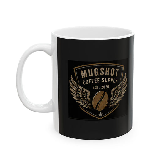 Mugshot Coffee Supply Ceramic Coffee Mug | Black 11 oz & 15 oz Coffee Cup