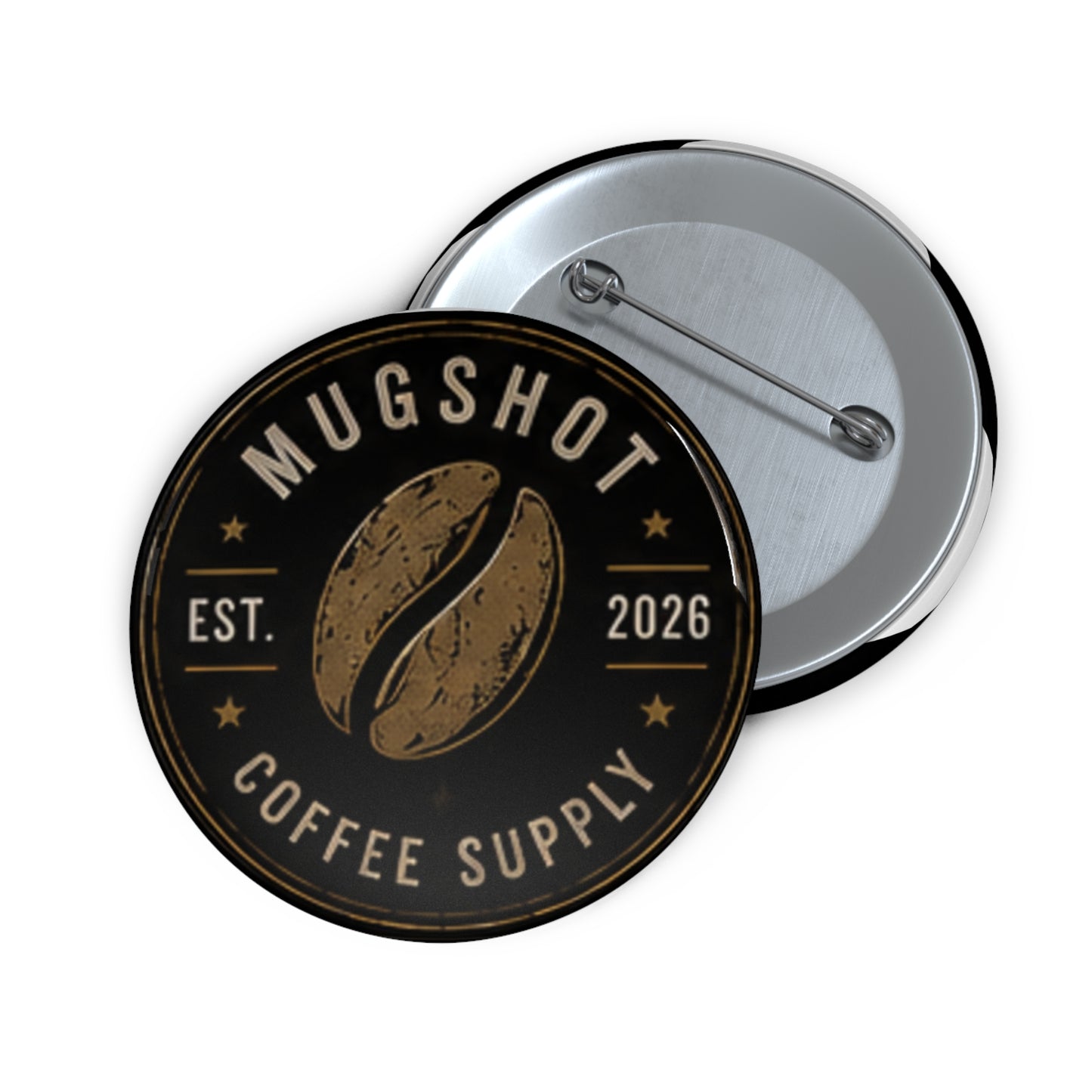 Mugshot Coffee Supply Coffee Bean Pin Button | Vintage Coffee Lover Badge | Collectible Lapel Pin