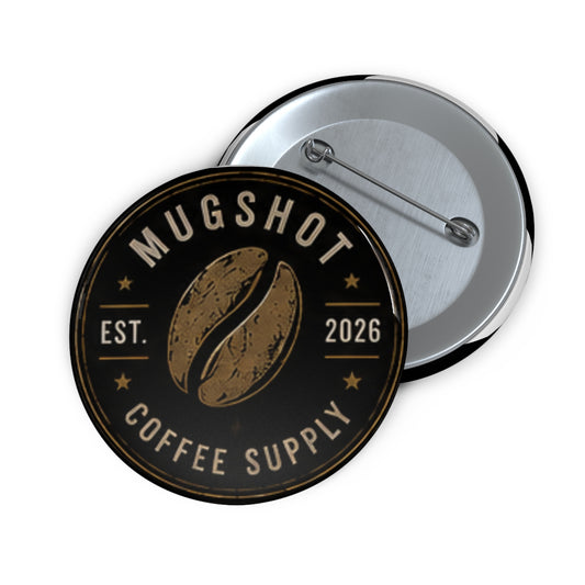 Mugshot Coffee Supply Coffee Bean Pin Button | Vintage Coffee Lover Badge | Collectible Lapel Pin