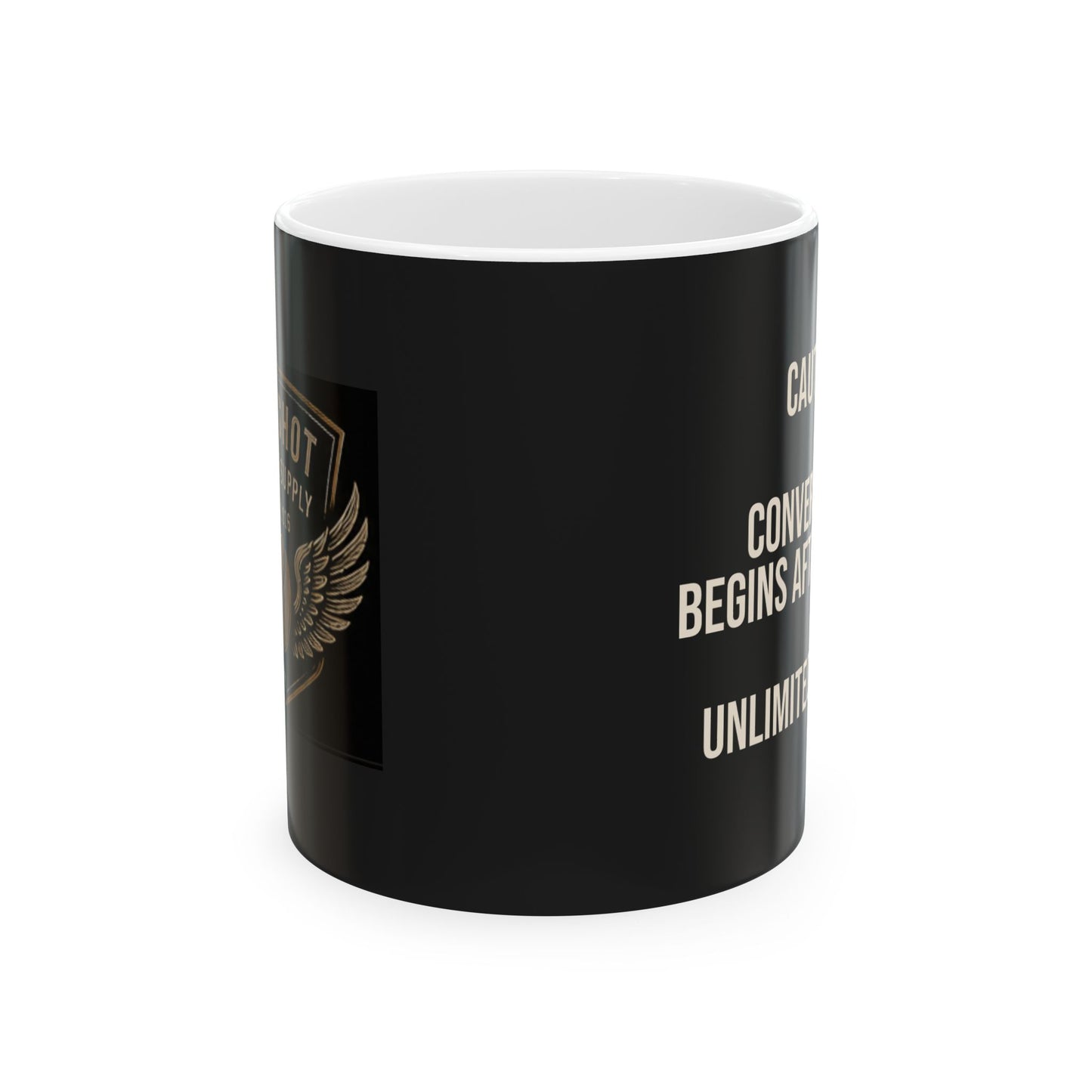 Mugshot Coffee Supply Ceramic Coffee Mug | Black 11 oz & 15 oz Coffee Cup